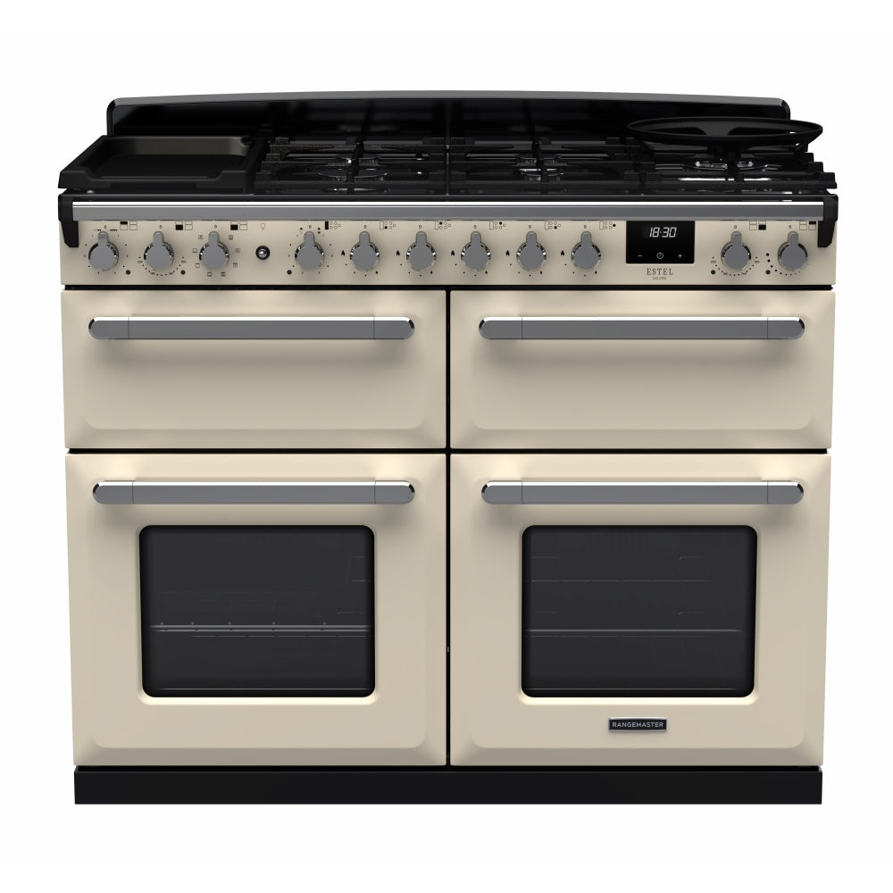 Rangemaster ESDLB110DFPPCR/CM1 Estel Deluxe Pale Cream / Chrome 110cm Dual Fuel Range Cooker - product image 1