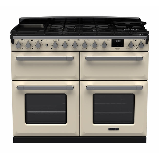 Rangemaster ESDLB110DFPPCR/CM1 Estel Deluxe Pale Cream / Chrome 110cm Dual Fuel Range Cooker - product image 1