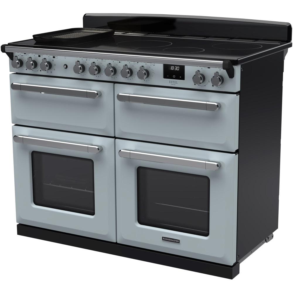 Rangemaster ESDLB110EIPMSB/CM1 Estel Deluxe Misty Blue / Chrome 110cm Induction Range Cooker - product image 2