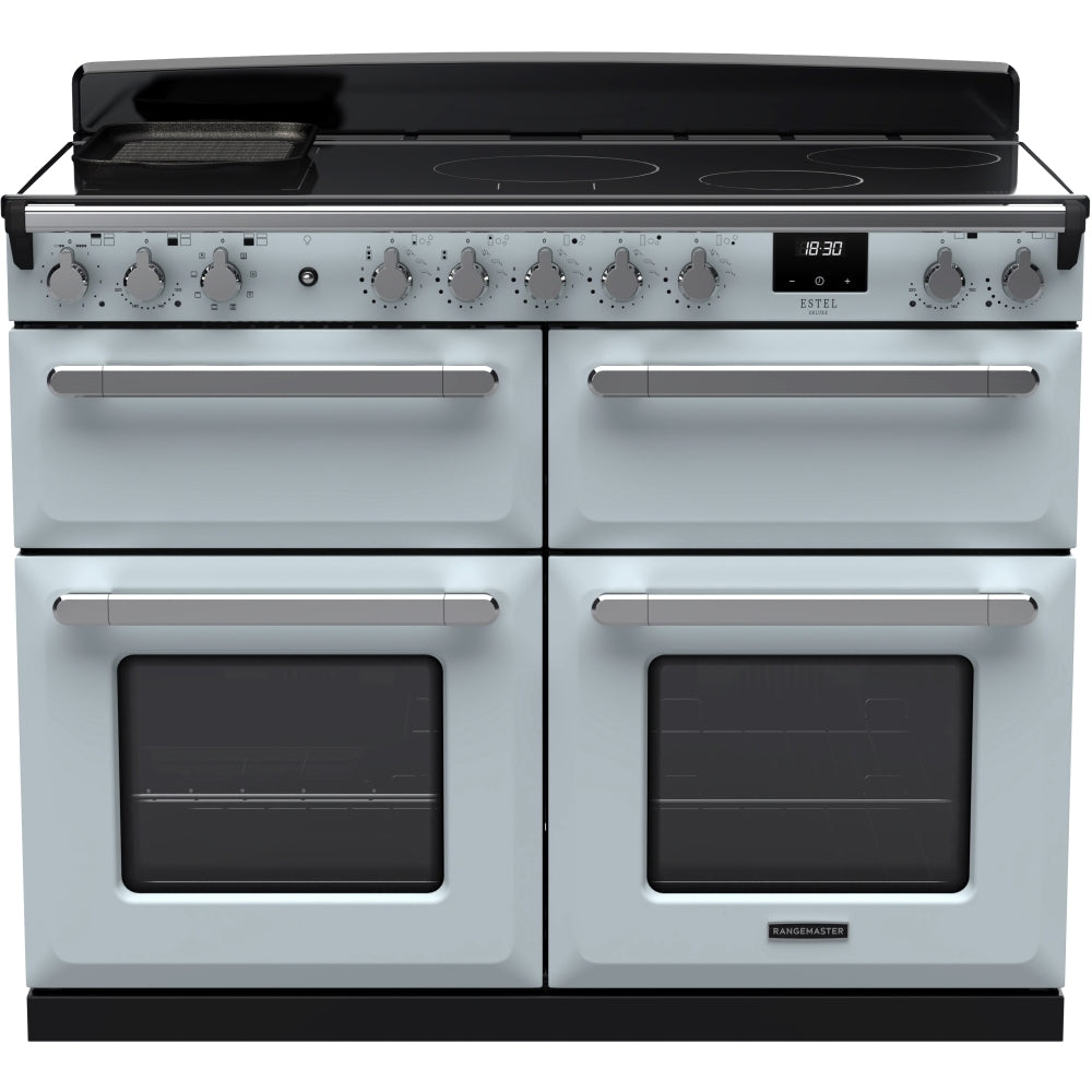 Rangemaster ESDLB110EIPMSB/CM1 Estel Deluxe Misty Blue / Chrome 110cm Induction Range Cooker - product image 1