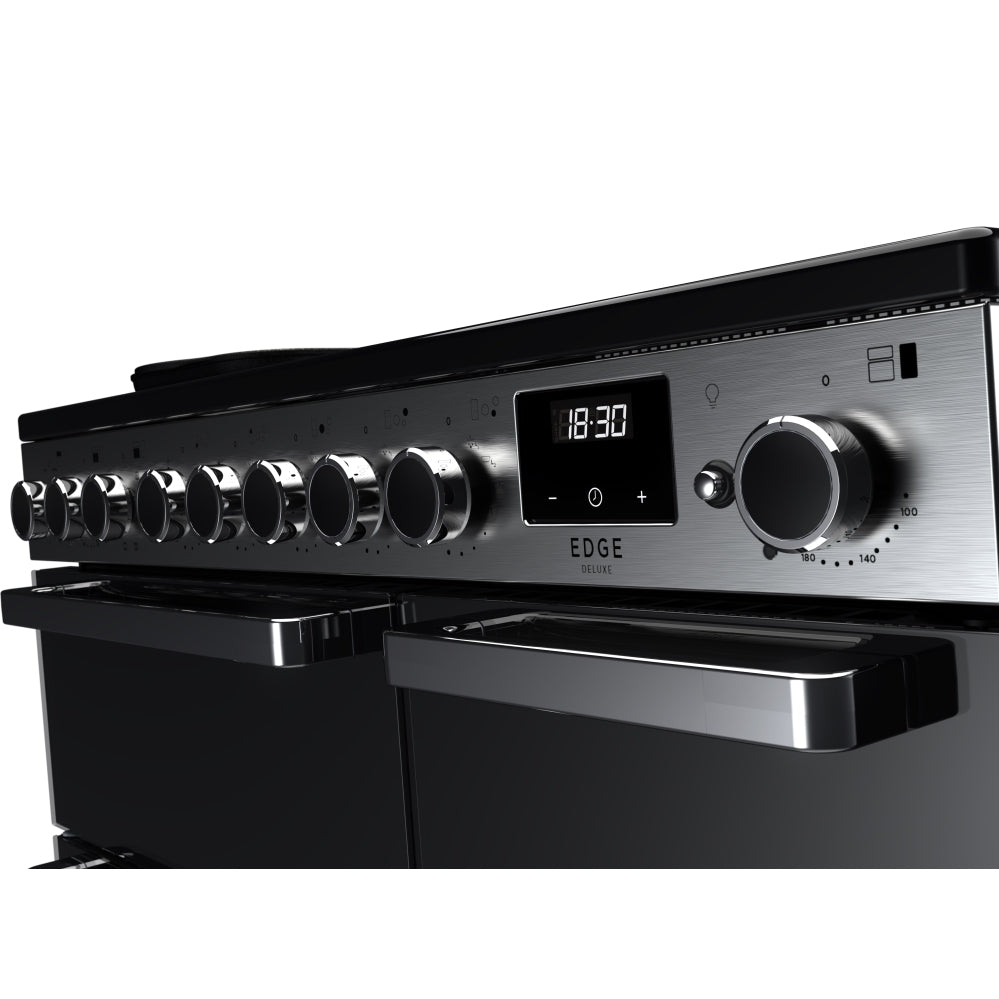 Rangemaster EDDL90EIGBLK/CM1 Edge Deluxe Black Glass / Chrome 90cm Induction Range Cooker - product image 3