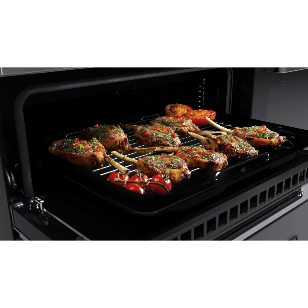Rangemaster EDDL90EIGBLK/CM1 Edge Deluxe Black Glass / Chrome 90cm Induction Range Cooker - product image 4