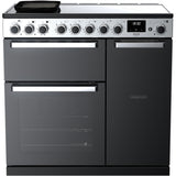 Rangemaster EDDL90EIGBLK/CM1 Edge Deluxe Black Glass / Chrome 90cm Induction Range Cooker - product image 1