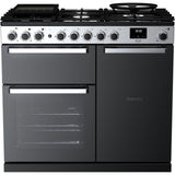 Rangemaster EDDL100DFGBLK/CM1 Edge Deluxe Black Glass / Chrome 100cm Dual Fuel Range Cooker - product image 1
