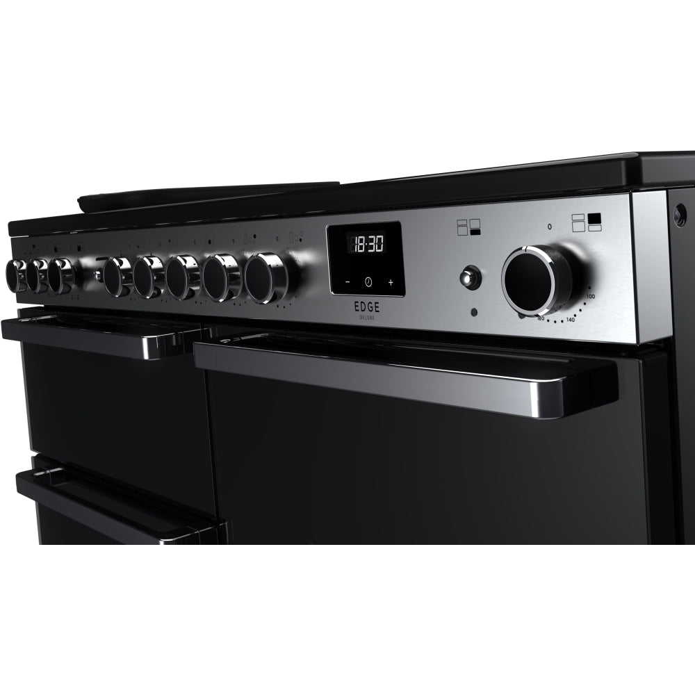 Rangemaster EDDLO110EIGBLK/CM1 Edge Deluxe Black Glass / Chrome 110cm Induction Range Cooker - product image 3