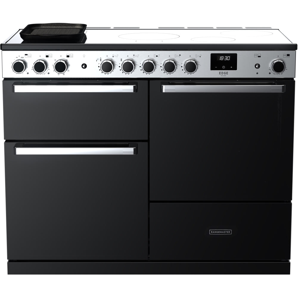 Rangemaster EDDLO110EIGBLK/CM1 Edge Deluxe Black Glass / Chrome 110cm Induction Range Cooker - product image 1
