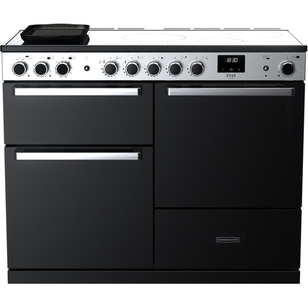 Rangemaster EDDLO110EIGBLK/CM1 Edge Deluxe Black Glass / Chrome 110cm Induction Range Cooker - product image 1
