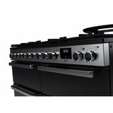 Rangemaster EDDLB110DFGBLK/CM1 Edge Deluxe Black Glass / Chrome 110cm Dual Fuel Range Cooker - product image 3