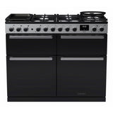 Rangemaster EDDLB110DFGBLK/CM1 Edge Deluxe Black Glass / Chrome 110cm Dual Fuel Range Cooker - product image 1