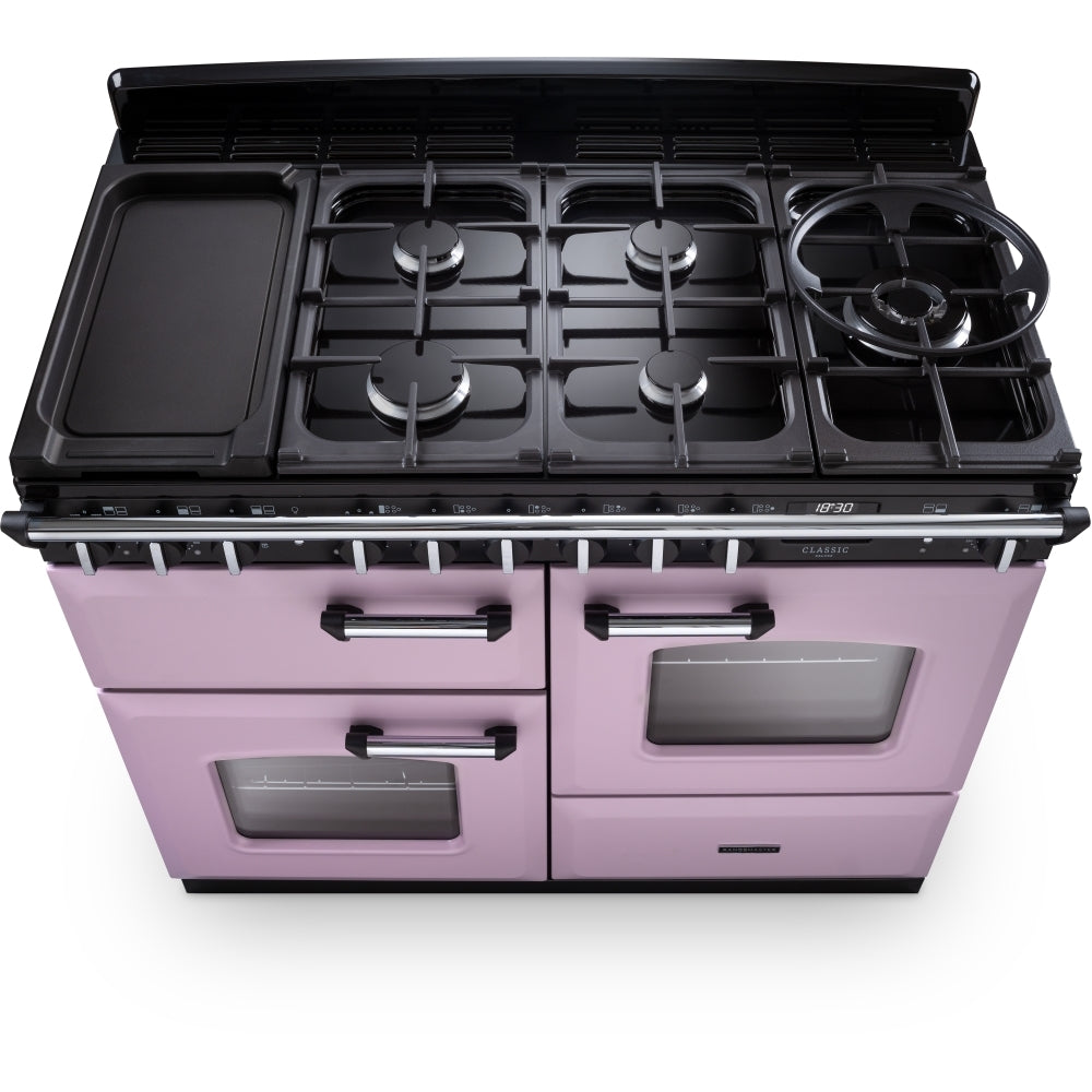 Rangemaster CLDLO110DFPHTH/CM1 Classic Deluxe Heather / Chrome 110cm Dual Fuel Range Cooker - product image 3