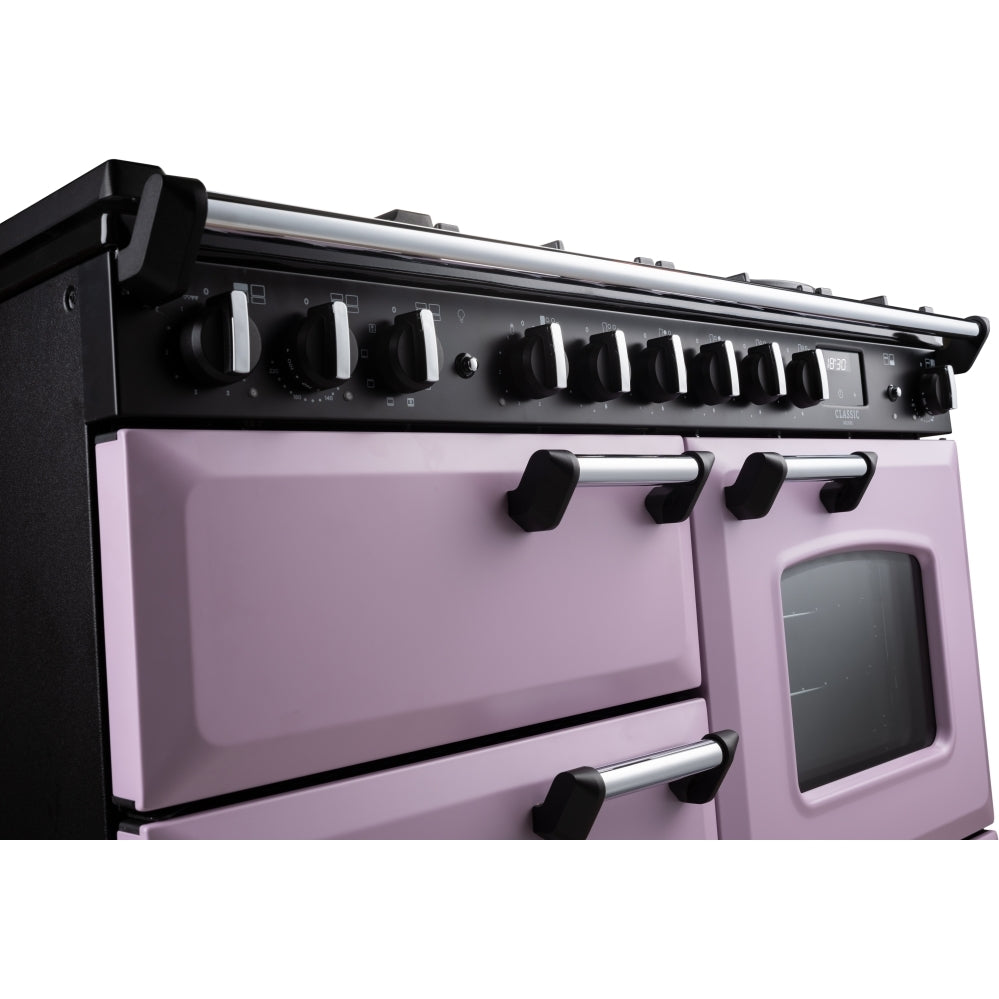 Rangemaster CLDLO110DFPHTH/CM1 Classic Deluxe Heather / Chrome 110cm Dual Fuel Range Cooker - product image 8