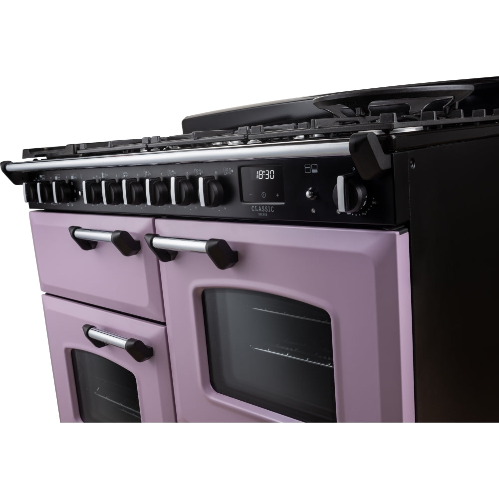 Rangemaster CLDLO110DFPHTH/CM1 Classic Deluxe Heather / Chrome 110cm Dual Fuel Range Cooker - product image 9