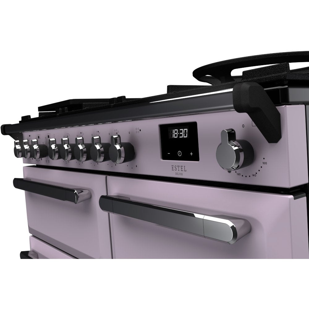 Rangemaster ESDL100DFPHTH/CM1 Estel Deluxe Heather / Chrome 100cm Dual Fuel Range Cooker - product image 3