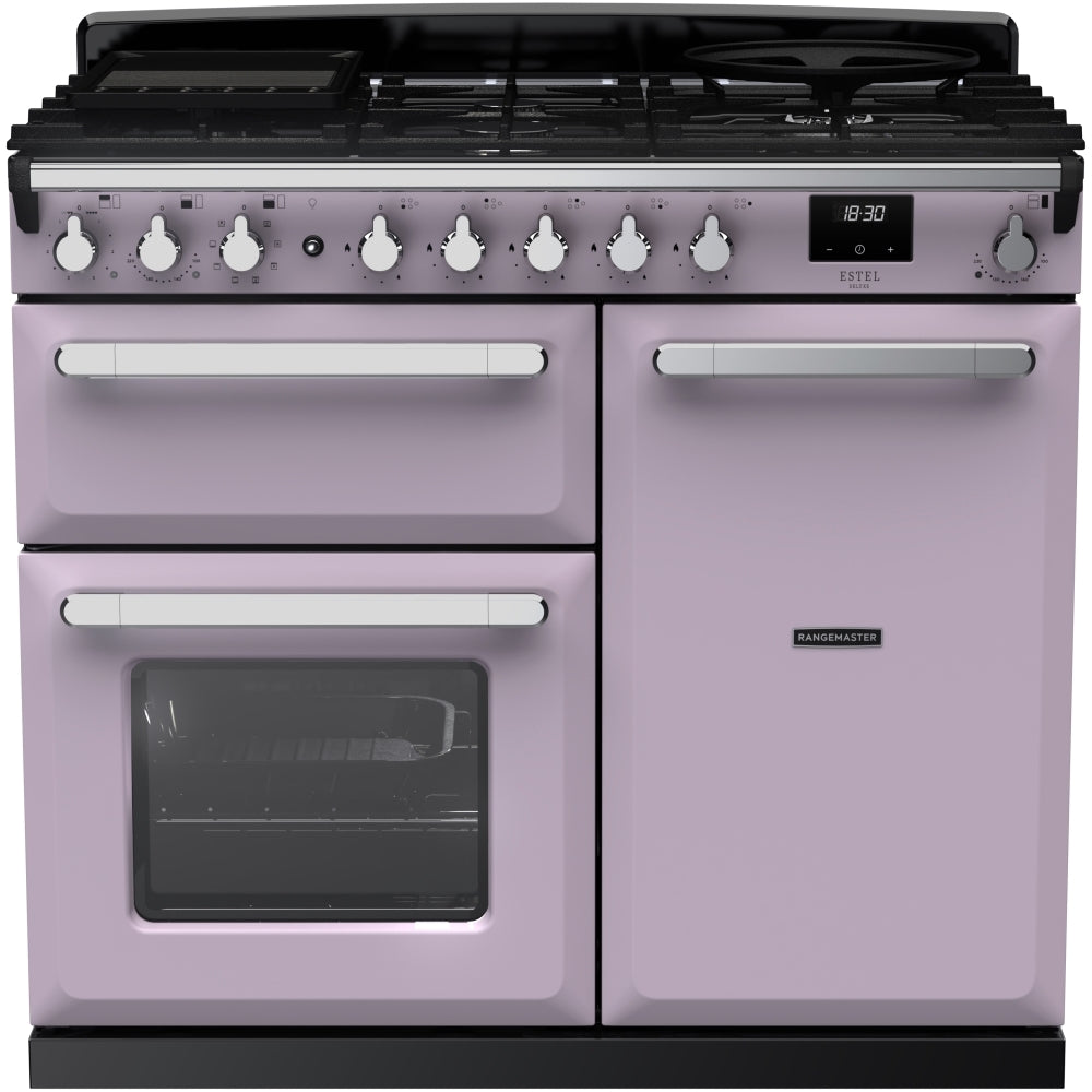 Rangemaster ESDL100DFPHTH/CM1 Estel Deluxe Heather / Chrome 100cm Dual Fuel Range Cooker - product image 1