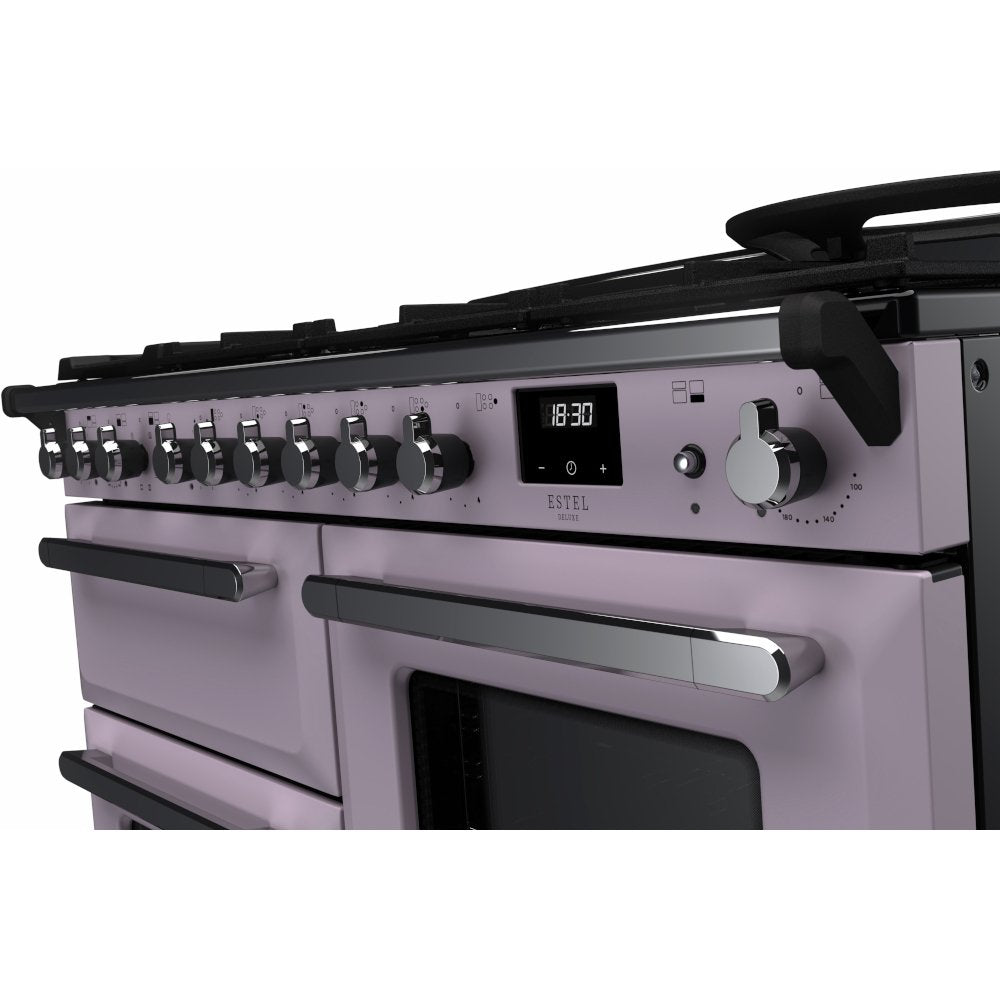Rangemaster ESDLO110DFPHTH/CM1 Estel Deluxe Heather / Chrome 110cm Dual Fuel Range Cooker - product image 3