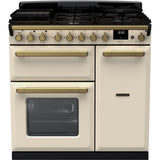 Rangemaster ESDL90DFPPCR/AB1 Estel Deluxe Pale Cream / Antique Brass 90cm Dual Fuel Range Cooker - product image 1