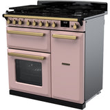 Rangemaster ESDL90DFPPPK/AB1 Estel Deluxe Pale Pink / Antique Brass 90cm Dual Fuel Range Cooker - product image 2