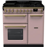 Rangemaster ESDL90DFPPPK/AB1 Estel Deluxe Pale Pink / Antique Brass 90cm Dual Fuel Range Cooker - product image 1