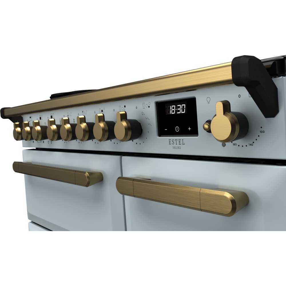 Rangemaster ESDL90EIPMSB/AB1 Estel Deluxe Misty Blue / Antique Brass 90cm Induction Range Cooker - product image 3
