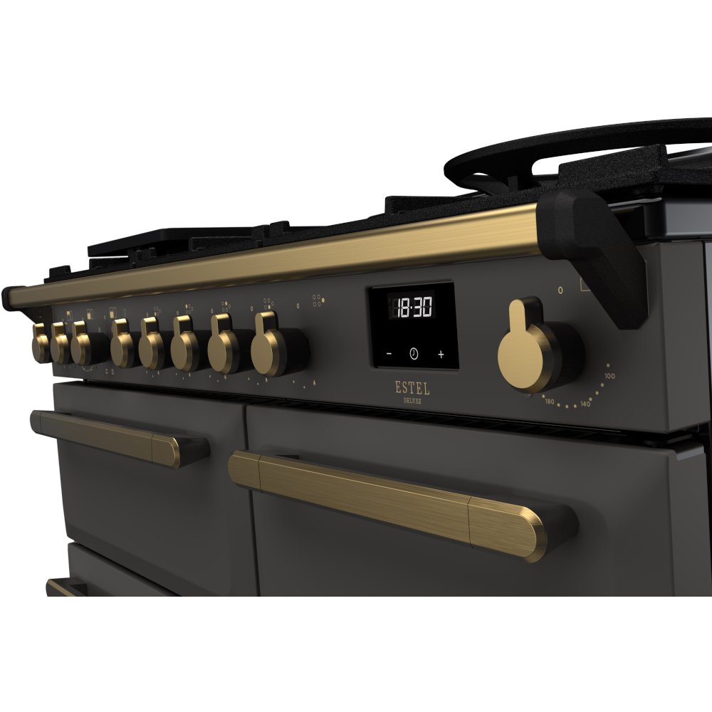 Rangemaster ESDL100DFPSLT/AB1 Estel Deluxe Slate / Antique Bass 100cm Dual Fuel Range Cooker - product image 3