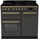 Rangemaster ESDL100DFPSLT/AB1 Estel Deluxe Slate / Antique Bass 100cm Dual Fuel Range Cooker - product image 1