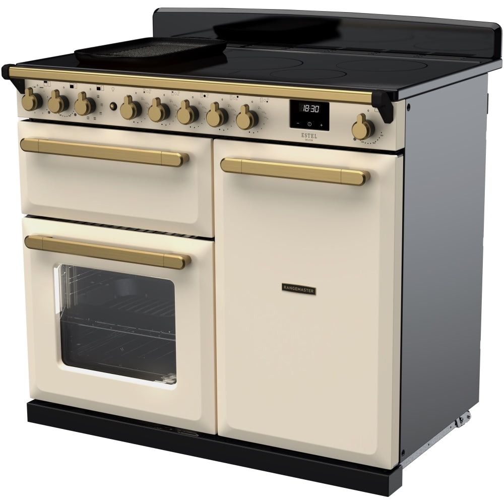 Rangemaster ESDL100EIPPCR/AB1 Estel Deluxe Pale Cream / Antique Brass 100cm Induction Range Cooker - product image 2