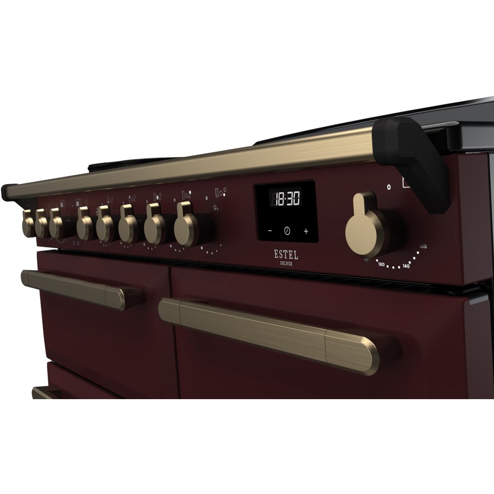 Rangemaster ESDL100EIPBOR/AB1 Estel Deluxe Bordeaux / Antique Brass 100cm Induction Range Cooker - product image 3
