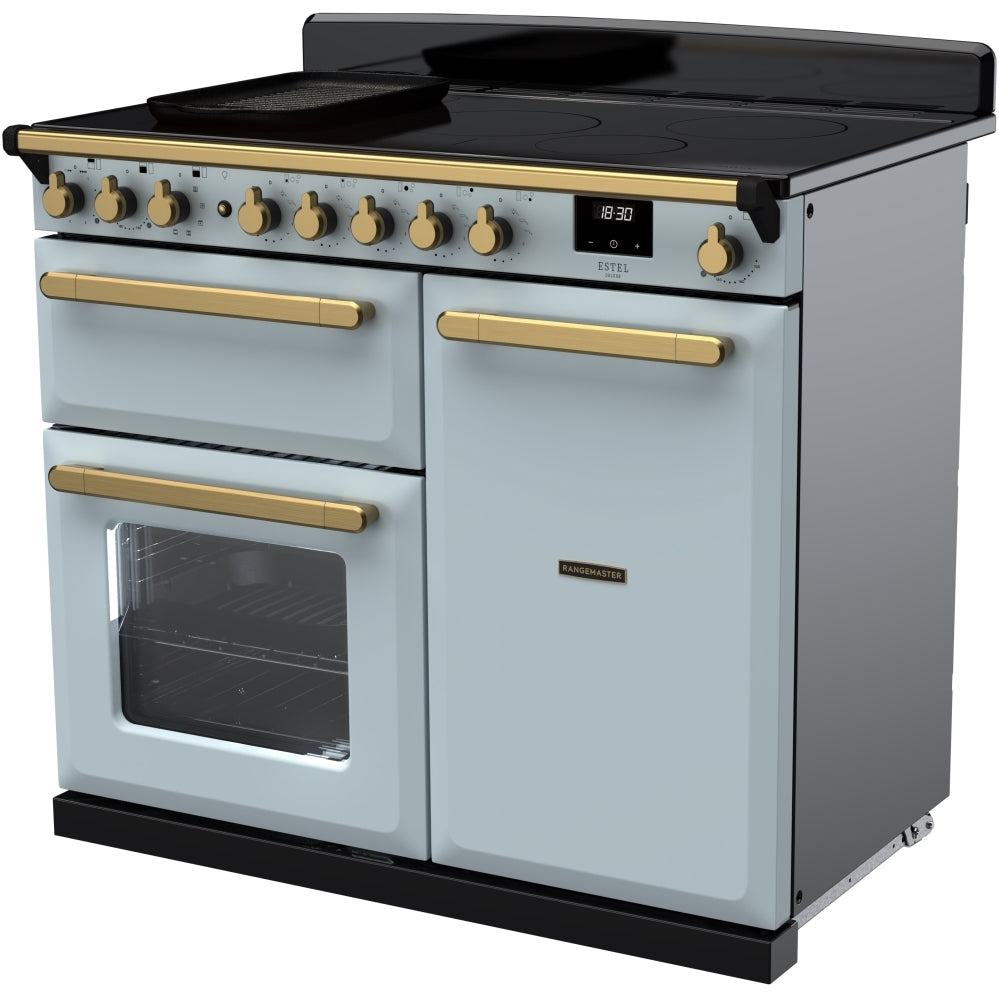 Rangemaster ESDL100EIPMSB/AB1 Estel Deluxe Misty Blue / Antique Brass 100cm Induction Range Cooker - product image 2