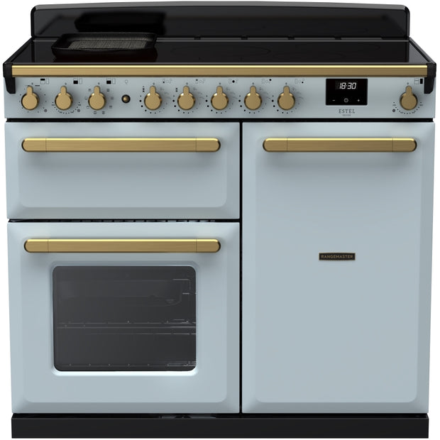 Rangemaster ESDL100EIPMSB/AB1 Estel Deluxe Misty Blue / Antique Brass 100cm Induction Range Cooker - product image 1