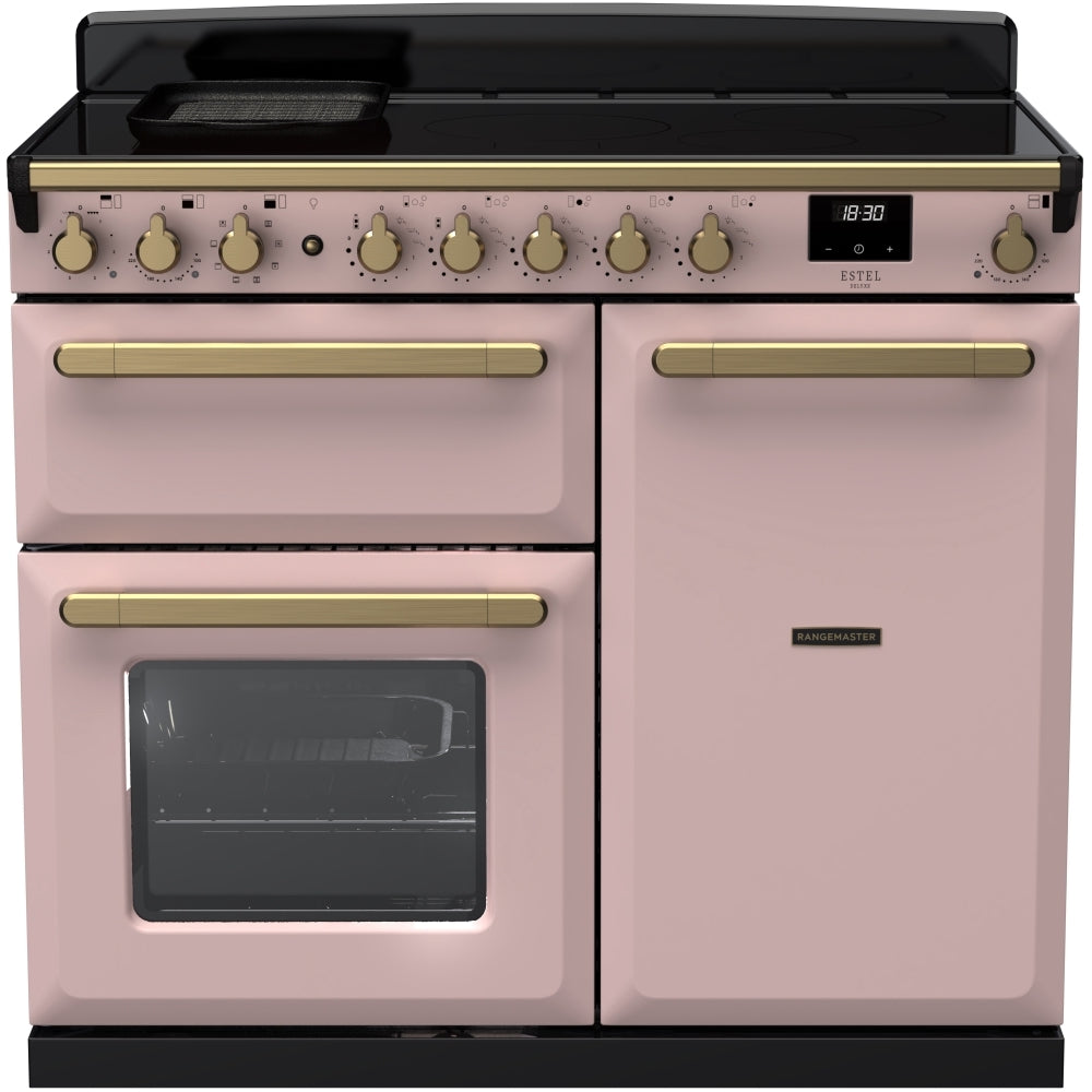 Rangemaster ESDL100EIPPPK/AB1 Estel Deluxe Pale Pink / Antique Brass 100cm Induction Range Cooker - product image 1