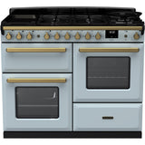 Rangemaster ESDLO110DFPMSB/AB1 Estel Deluxe Misty Blue / Antique Brass 110cm Dual Fuel Range Cooker - product image 1