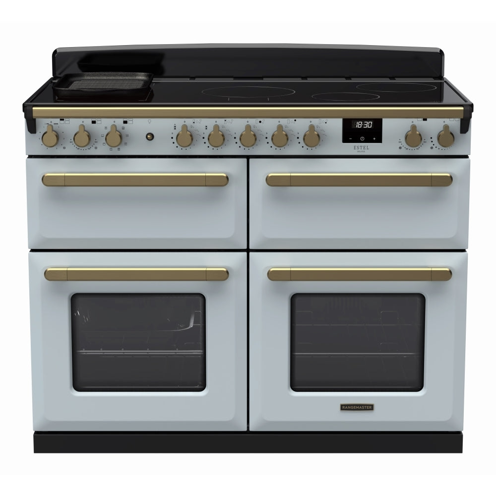 Rangemaster ESDLB110EIPMSB/AB1 Estel Deluxe Misty Blue / Antique Brass 110cm Induction Range Cooker - product image 1