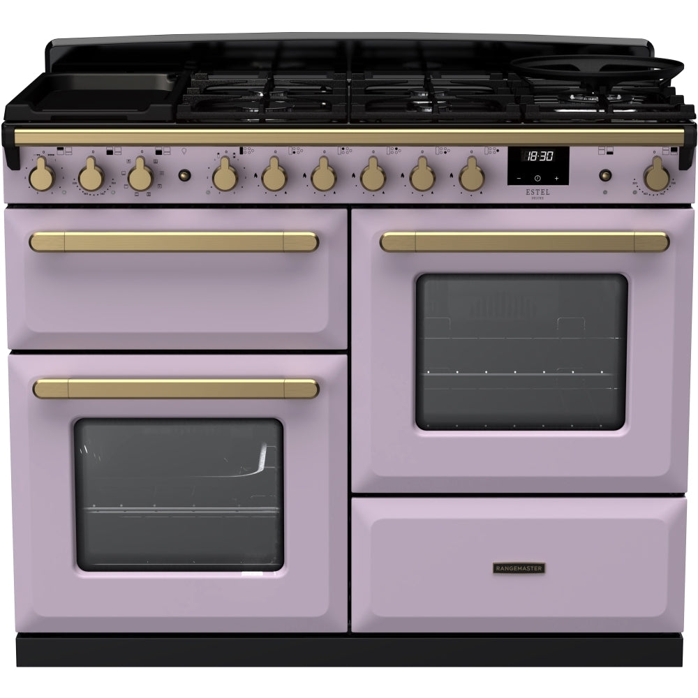 Rangemaster ESDLO110DFPHTH/AB1 Estel Deluxe Heather / Antique Brass 110cm Dual Fuel Range Cooker - product image 1