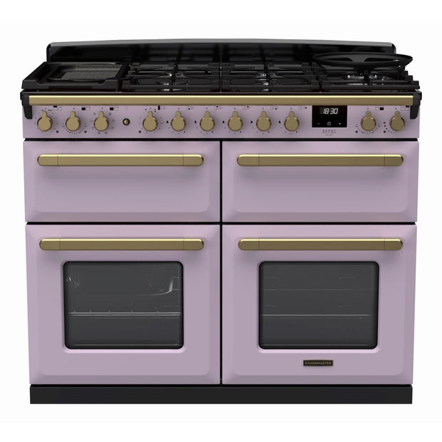 Rangemaster ESDLB110DFPHTH/AB1 Estel Deluxe Heather / Antique Brass 110cm Dual Fuel Range Cooker - product image 1