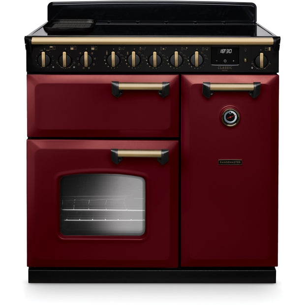 Rangemaster CLDL90EIPBOR/AB1 Classic Deluxe Bordeaux / Antique Brass 90cm Induction Range Cooker - product image 1
