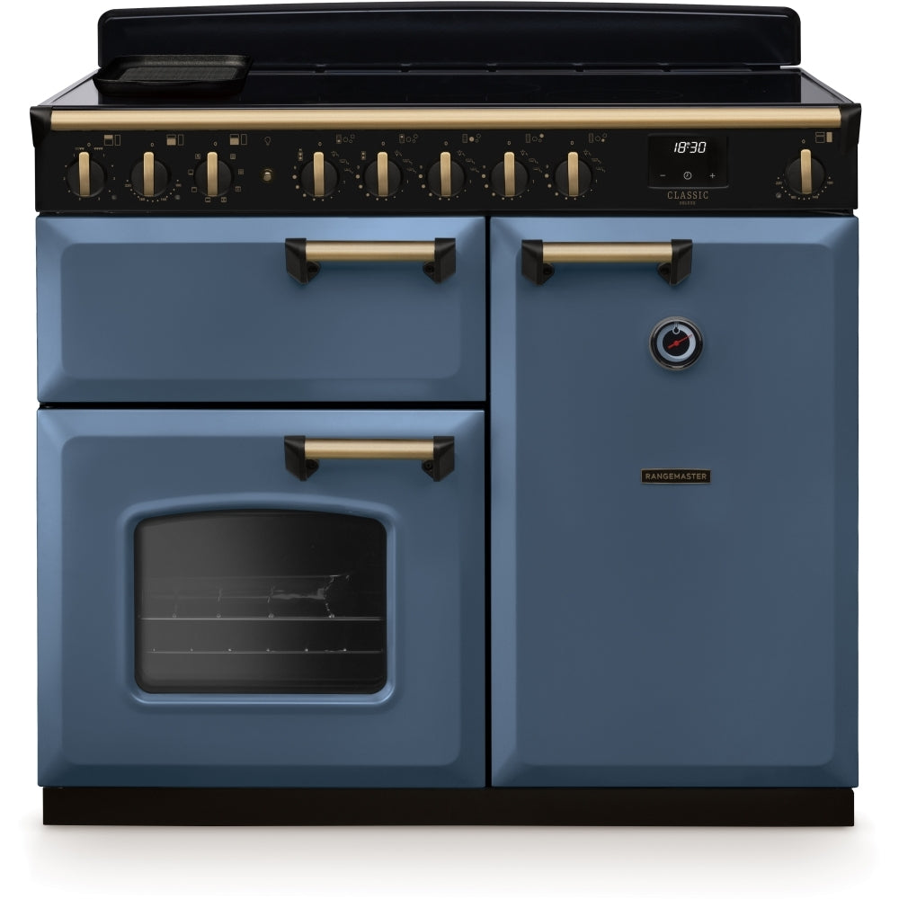 Rangemaster CLDL100EIPSTB/AB1 Classic Deluxe Stone Blue / Antique Brass 100cm Induction Range Cooker - product image 1