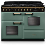 Rangemaster CLDLO110DFPMGR/AB1 Classic Deluxe Mineral Green / Antique Brass 110cm Dual Fuel Range Cooker - product image 1