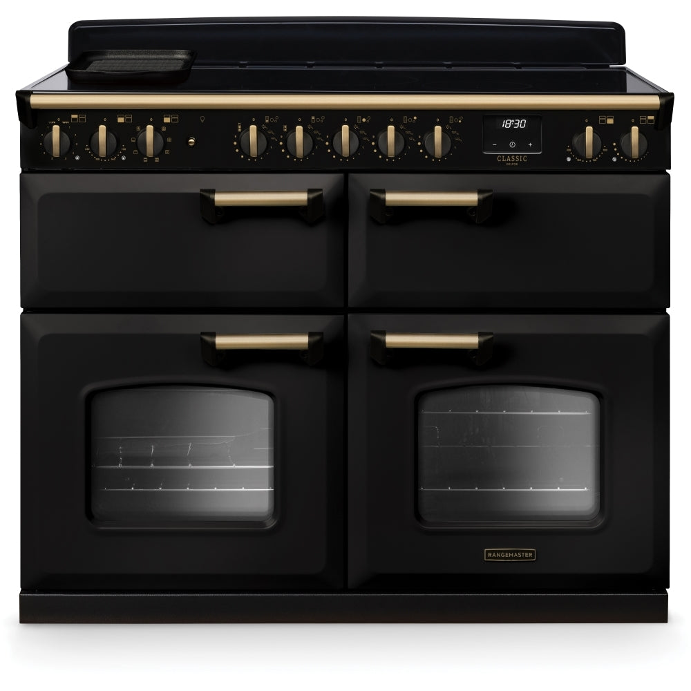 Rangemaster CLDLB110EIPCBL/AB1 Classic Deluxe Charoal Black / Antique Brass 110cm Induction Range Cooker - product image 1
