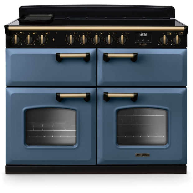 Rangemaster CLDLB110EIPSTB/AB1 Classic Deluxe Stone Blue / Antique Brass 110cm Induction Range Cooker - product image 1
