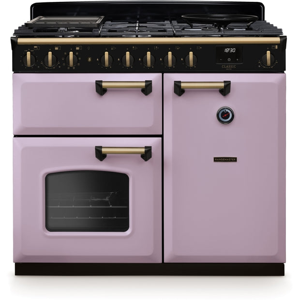 Rangemaster CLDL100DFPHTH/AB1 Classic Deluxe Heather / Antique Brass 100cm Dual Fuel Range Cooker - product image 1