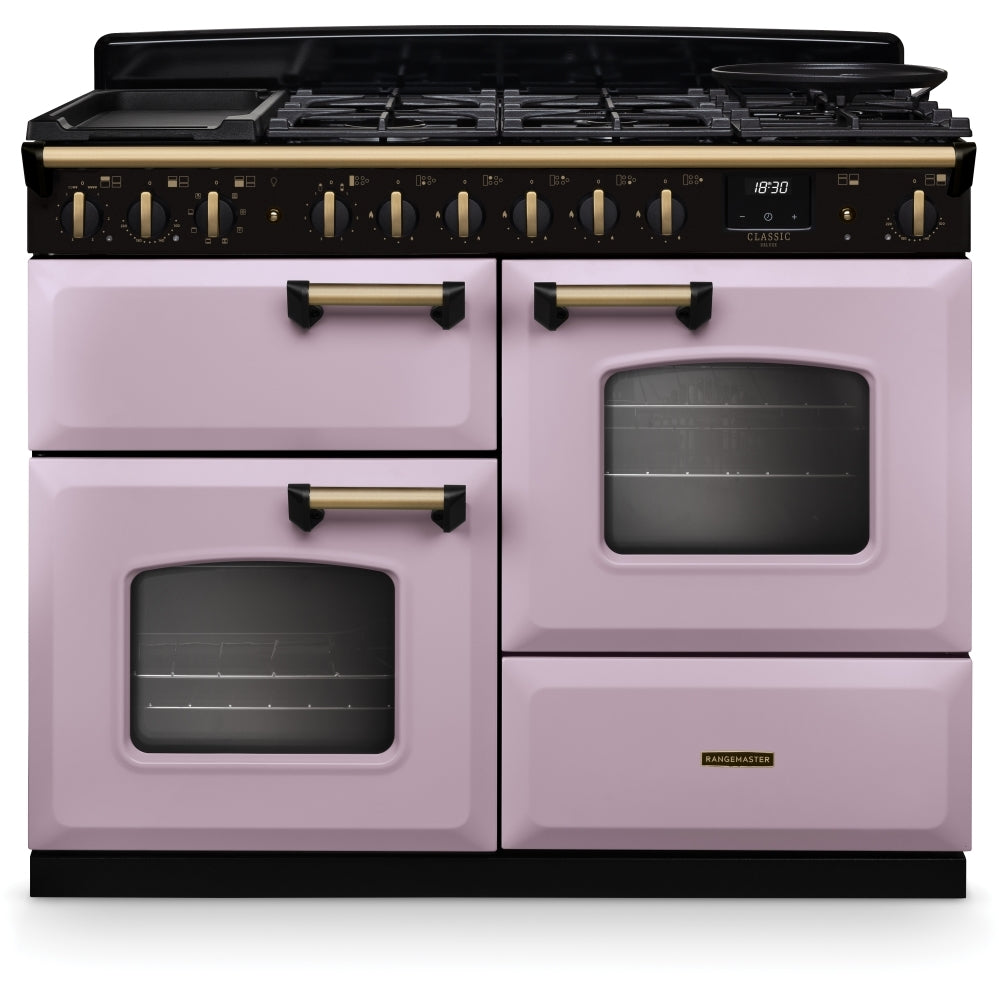 Rangemaster CLDLO110DFPHTH/AB1 Classic Deluxe Heather / Antique Brass 110cm Dual Fuel Range Cooker - product image 1
