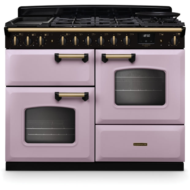 Rangemaster CLDLO110DFPHTH/AB1 Classic Deluxe Heather / Antique Brass 110cm Dual Fuel Range Cooker - product image 1