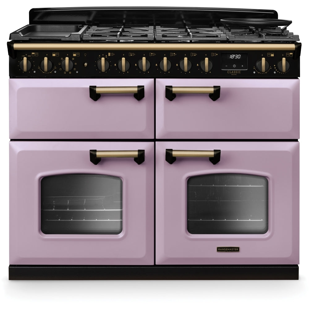 Rangemaster CLDLB110DFPHTH/AB1 Classic Deluxe Heather / Antique Brass 110cm Dual Fuel Range Cooker - product image 1