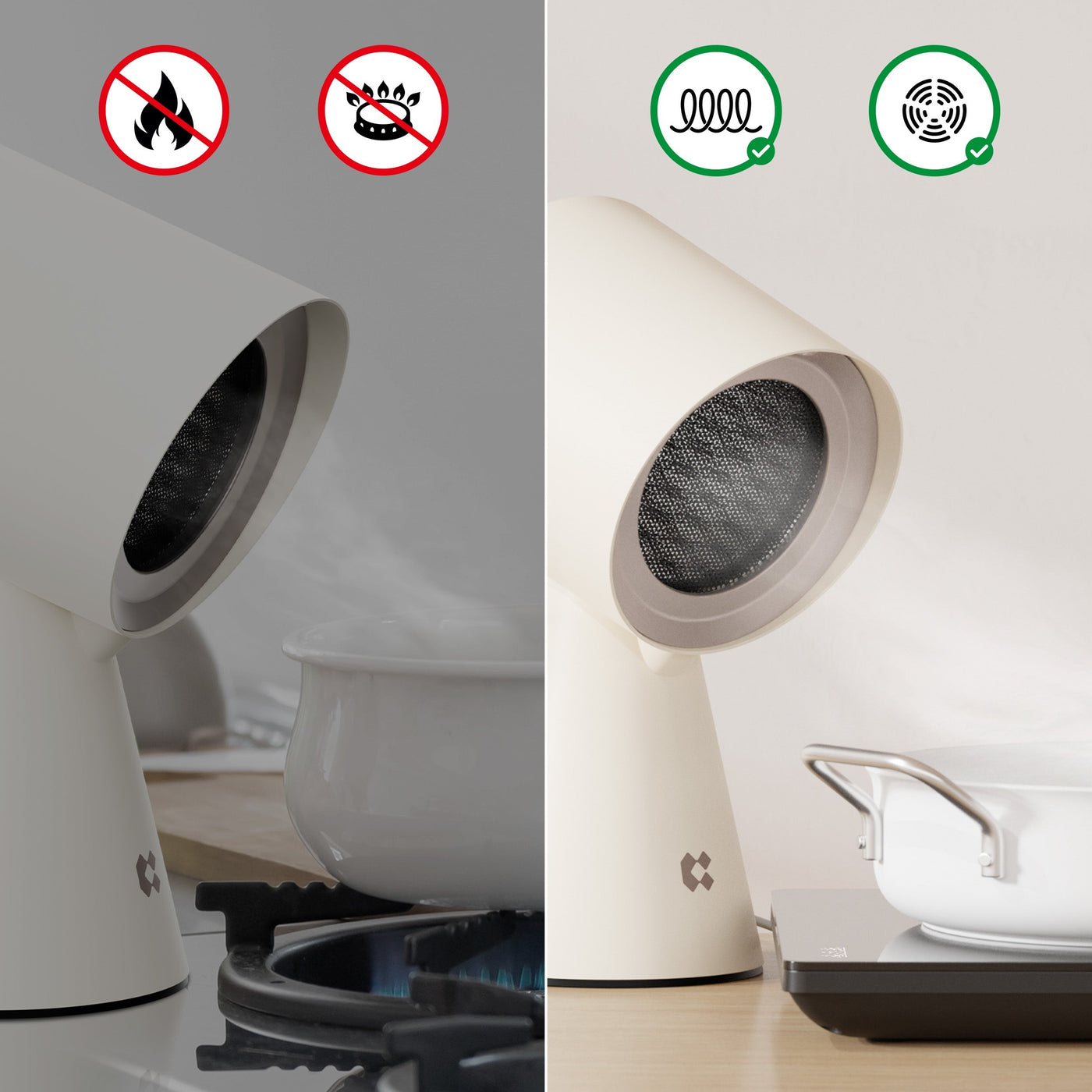 Ciarra HOOD TO GO Portable Mini Desktop Cooker Hood Ivory Mist