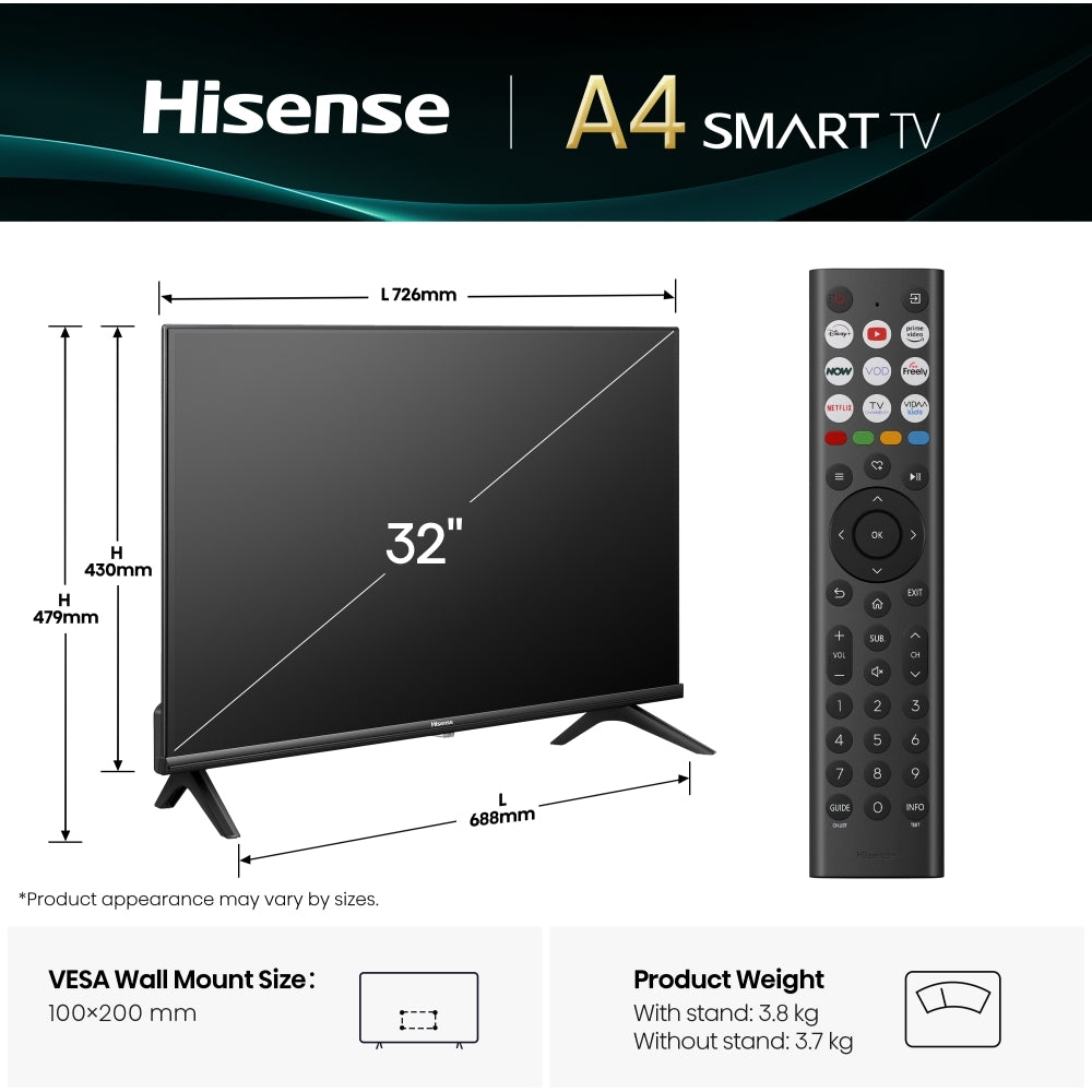 Hisense 32A4QTUK 32" DLED Smart Television - product image 4