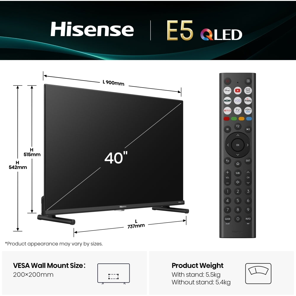Hisense 40E5QTUK 40" QLED Smart Television - product image 4