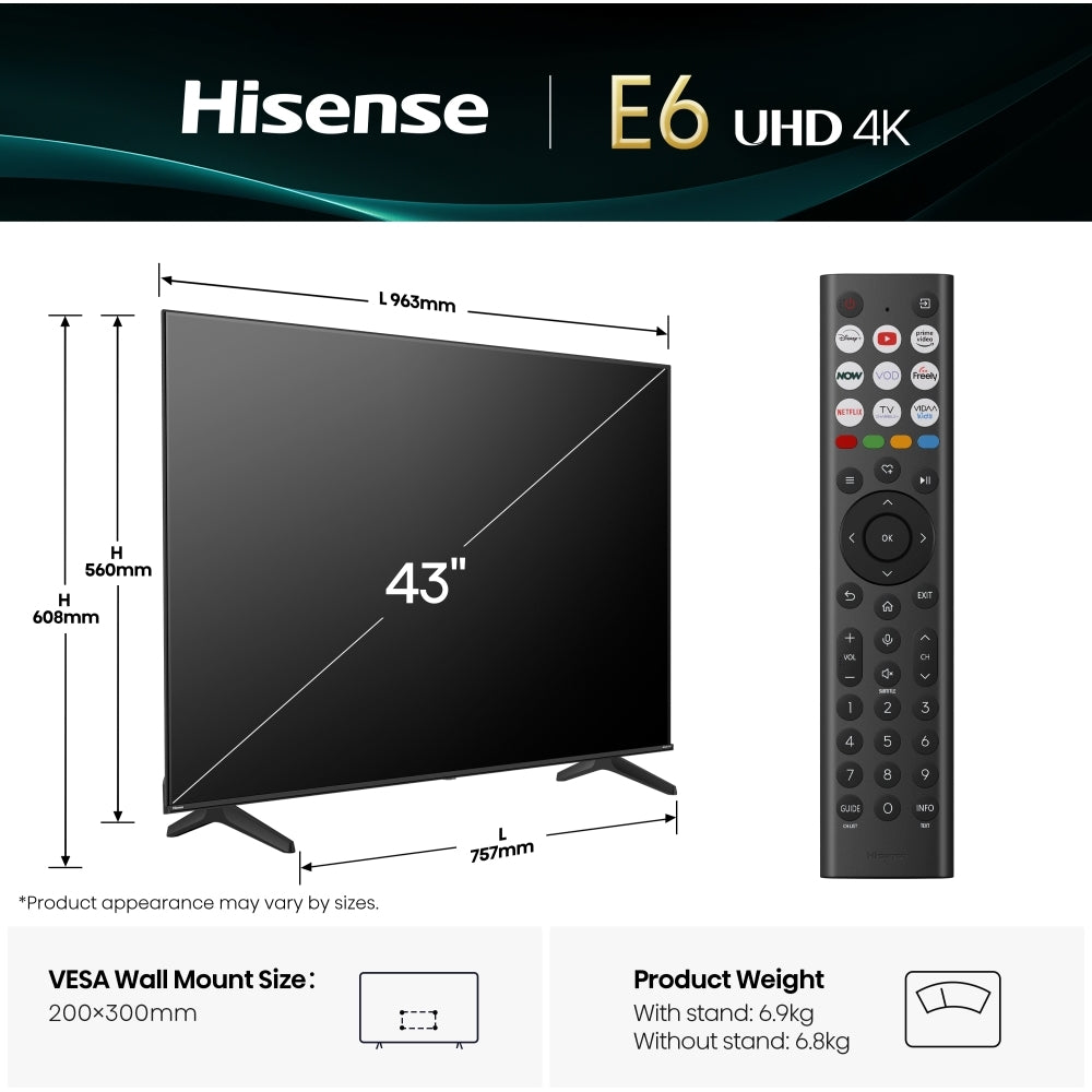 Hisense 43E6QTUK 43" LED Smart Television - product image 4
