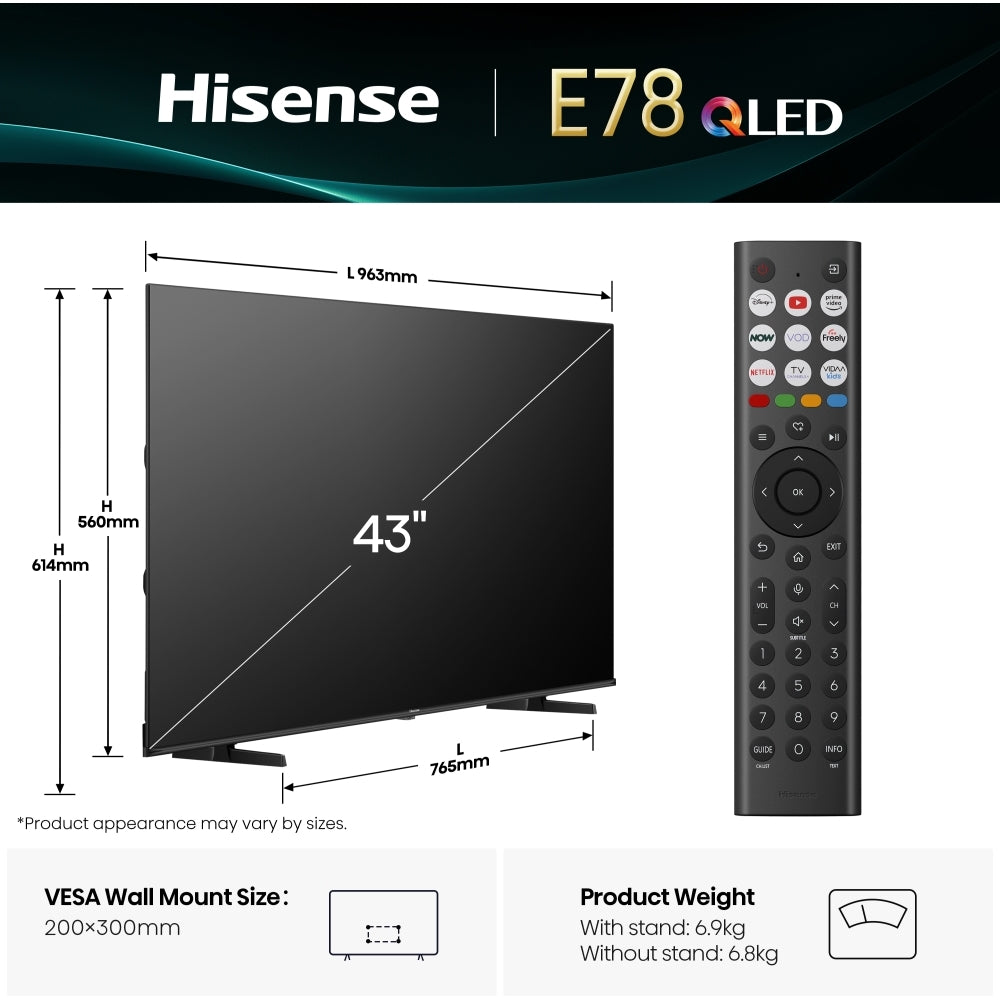 Hisense 43E78QTUK 43" QLED Smart Television - product image 4