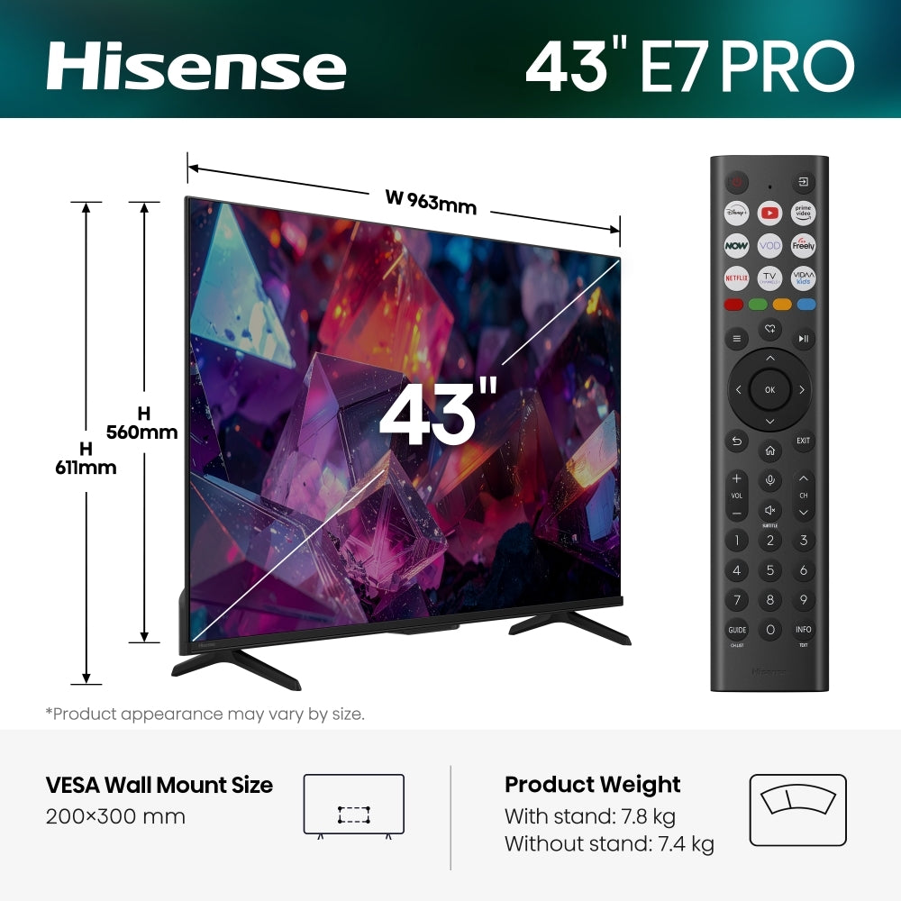Hisense 43E7STUK PRO 43" QLED Smart Television - product image 2