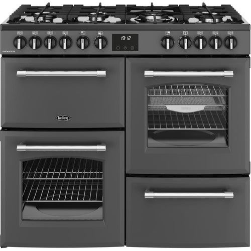 100cm Dual Fuel Belling Range Cooker, Grey - Farmhouse 100DF